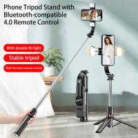 Sturdy Anti-slip Phone Selfie Tripod Foldable Phone Tripod Stand with Bluetooth-compatible 4.0 Remote Control Photo Props Camera Remote Controls