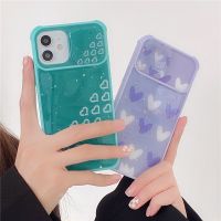 ❆ Glitter Love Heart Push-pull Lens Protection Silicone Phone Case for Iphone 12 11 Pro Max Xs Xr 7 8Plus X Se 2 Cute Soft Cover