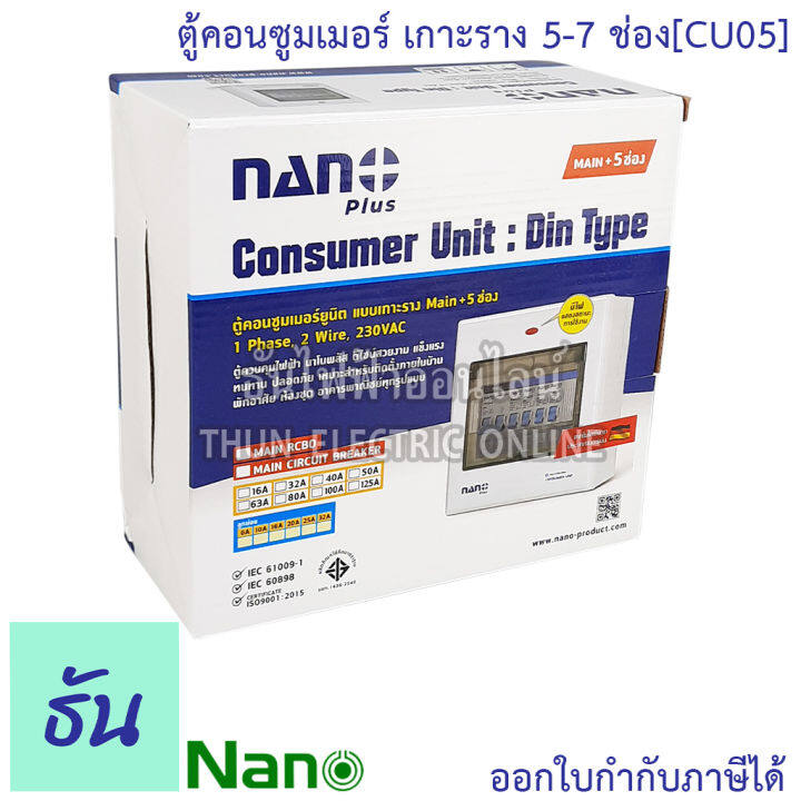 nano-ตู้คอนซูมเมอร์-ยูนิต-5-7-ช่อง-เกาะราง-din-รางปีกนก-ตู้เปล่า-ตู้-consumer-unit-นาโน-cu05-คอนซูมเมอร์-ตู้ไฟ-คอนซูเมอร์ยูนิต-นาโน-ธันไฟฟ้า