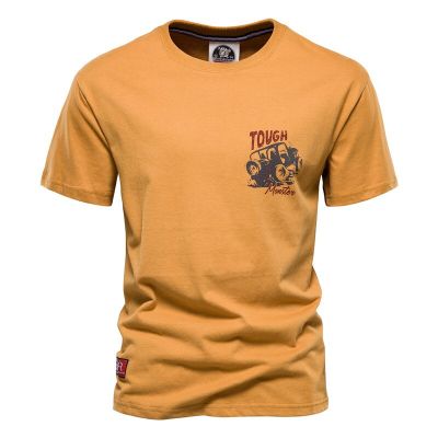 HOT11★ Big Printed T Shirt Men Cal Solid Color O-neck T Shirt for Men New Summer Streetwear 100% Cotton Mens T Shirts