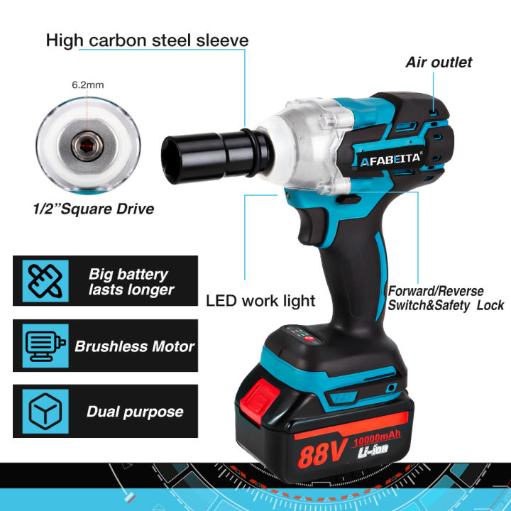 brushless-electric-impact-wrench-dual-purpose-electric-drill-multiple-uses-with-4000-mah-makita-lithium-battery