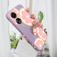 เคสสำหรับ OPPO A78 4G เคสโทรศัพท์ดีไซน์การ์ตูนเด็กผู้หญิงลายส้มโอน่ารักเคสใส่กล้องคลุมทั้งหมดปลอกซิลิโคนน้ำลายขอบสี่เหลี่ยม