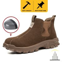 [COD] Labor insurance shoes mens wholesale steel toe cap rubber sole anti-smashing anti-puncture work safety boots