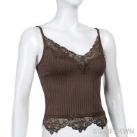 【CW】○✳๑  Goth Patchwork V-Neck Crop  Fashion Camisole