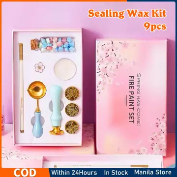 9Pcs Wax Envelope Seal Stamp Kit with 3 Wax Sealing Stamps Wax