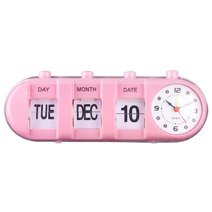 Retro Flip Digital Quartz Home Desk Alarm Clock Day Date Calendar Black White UK Lazada PH
