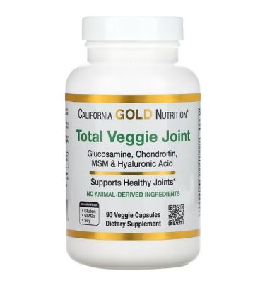 (ของแท้ พร้อมส่ง) California Gold Nutrition, Total Veggie Joint Support, With Glucosamine, Chondroitin, MSM, Hyaluronic Acid 90 Capsules