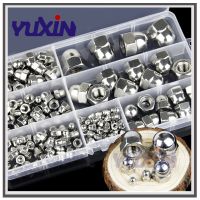 172/90pcs DIN1587 Acorn Nut Set M3 M4 M5 M6 M8 M10 M12 Stainless Steel Hexagon Dome Cap Nut Blind Nut Assortment Kit Nails Screws Fasteners