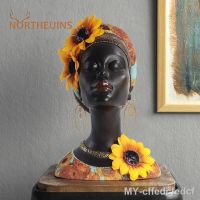 【hot】❈◇❡ NORTHEUINS African Woman Statue Figure Figurines for Interior Room Bedroom