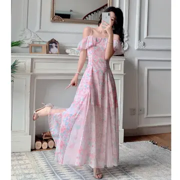 Women's Plus Size Sensual Blush Pink Maxi Dress