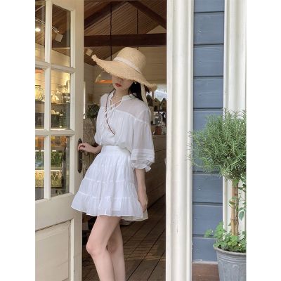 [COD] ไม่ผิดพลาด No errors บ้าน 1 Home Fairy Summer Set High Sense White Skirt Short 2022 ของใหม่