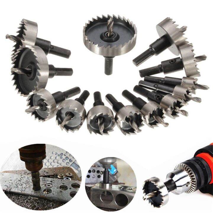 13-pcs-16-53มม-hss-เหล็ก-hole-saw-kit-หัวเจาะตัดเจาะเครื่องมือตัดโลหะสำหรับโลหะโลหะผสมไม้