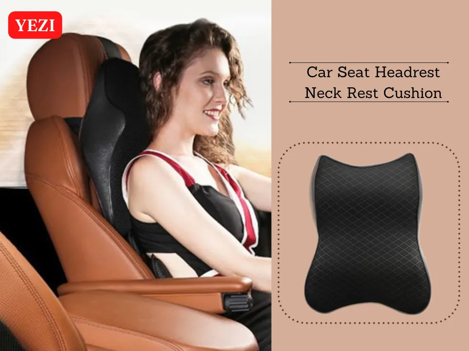 Car Seat Headrest Neck Rest Cushion - Ergonomic Car Neck Pillow Durable  100% Pure Memory Foam