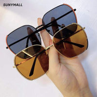 SUNYMALL แฟชั่น แว่นกันแดดสำหรับผู้หญิงและผู้ชาย ป้องกันรังสี ตัวกรองแสงยูวี แว่นตา วินเทจ ใหญ่ กรอบสี่เหลี่ยม แว่นตา