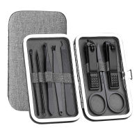 Hot 8PCSSET Stainless Steel Black Nail Clipper Pedicure Scissor Tweezer Manicure Set Nail Care Dead Skin Remover Clipper Kit