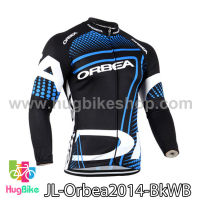 เสื้อจักรยานแขนยาวทีม Orbea 14 สีดำขาวน้ำเงิน