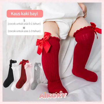Cheap Girls Stockings Cute Black Bow Cotton Knee High Socks for