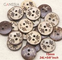 50pcs/lot Size:15mm Round Natural Coconut Buttons Flower Butto Vine Design Sewing Accessories Button (ss-2001) Haberdashery