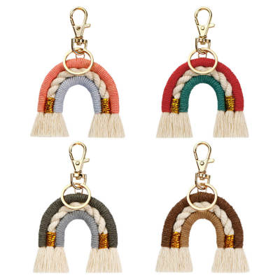 Rainbow Keychains Macrame Key Holder Key Chain Accessories for Car Hanging Home Decor Purse Decorations Jewelry Making Women