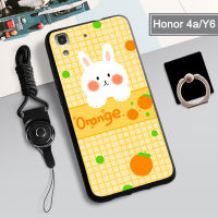 เคสสำหรับหัวเหว่ยนุ่ม4A Honor/Huawei Y6เคสโทรศัพท์กล่องคลุมทั้งหมดทาสีป้องกันการตกป้องกันรอยขีดข่วนฝามีที่ถือวงแหวนและเชือกสำหรับโทรศัพท์