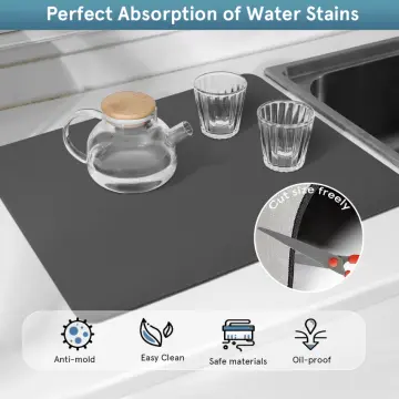 Countertop Absorbent Drain Mat, Kitchen Bar Cup Bowl Plate, Non