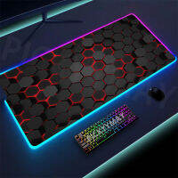 เรขาคณิตศิลปะแสงไฟเล่นเกม M Ousepad โต๊ะพรมปูพื้น RGB Gamer Mousepads แผ่นรองเมาส์ LED ลื่นยางแผ่นรองเม้าส์แป้นพิมพ์เสื่อ