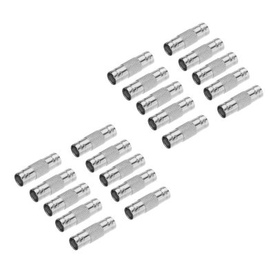 20Pcs BNC Female to BNC Female CCTV Security Camera Adapter Straight Connector for CCTV System Silver