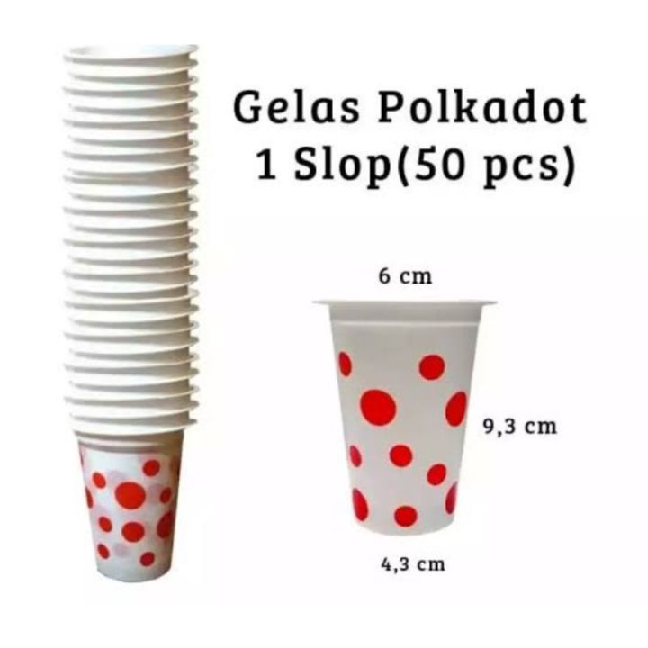 Gelas Polkadot 50 Tutul Merah Plastik Bola Bola Gelas Putih Minum Aqua Air Kecil Lazada 6523