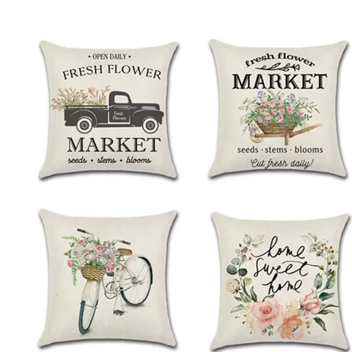 2021-new-hello-spring-floral-butterfly-cushion-covers-bike-flowers-creative-linen-pillowcase-decorative-sofa-couch-throw-pillows