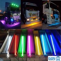 [COD] GBS รถบรรทุก LED อุปกรณ์เสริมรถบรรทุกไฟ LED ไฟไวรัสกันชน tomyam LED T8หลอดไฟพลาสติก RGB สีรีโมทรถบาร์แสง