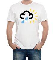 Cotton Tee Shirt Top UK Weather Forecast Symbol Mens T-Shirt Funny Bad Rain Cloud Sun London TV