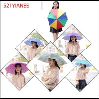 521YIANEE กลางแจ้ง พับเก็บได้ พกพาสะดวก หมวกชายหาด สวมศีรษะ หมวกร่ม ม่านบังแดดฝนเกียร์