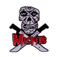 }qi วงดนตรีฮาร์ดคอร์พังก์ Misfits หัวกะโหลกโลโก้เข็มกลัดโลหะหนักศิลปะกะโหลกคู่ป้าย