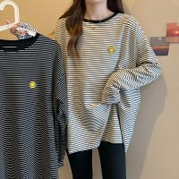 1097# 2022 Spring Casual Striped Cotton Maternity T Shirts Loose Long Sleeve Tees Clothes for Pregnant Women Pregnancy Tops