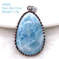 Top Natural Blue Larimar Necklace Pendant For Women Men Crystal Gift Silver Beads Water Pattern Dominica Stone Jewelry AAAAA