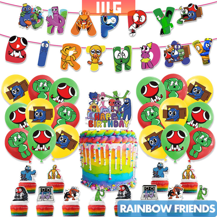 Rainbow Friends theme happy birthday party decoration set banner ...