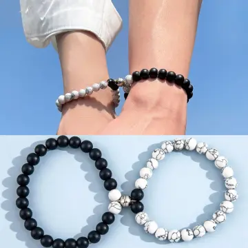 2pcs Beaded Couple Bracelet with Magnetic Clasp