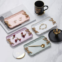Cuife Ceramic Vintage White Bow Jewelry Tray Kitchen Table Food Ring Tray Tableware Living Room Sofa Storage Trays Decorative