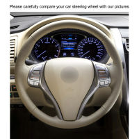 Hand-stitched Beige PU Artificial Leather Car Steering Wheel Covers for Nissan Teana Altima X-Trail Qashqai Tiida Pulsar Navara