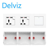 Delviz (US/UK/EU) 1GANG/2WAY+double  3-hole USB socket with socket mounting box