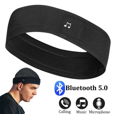 ZZOOI Bluetooth Sleeping Headphones Sports Headband Wireless Music Earphones Not Cover Ear Guide Sweat Band with Mic for Fitness Run