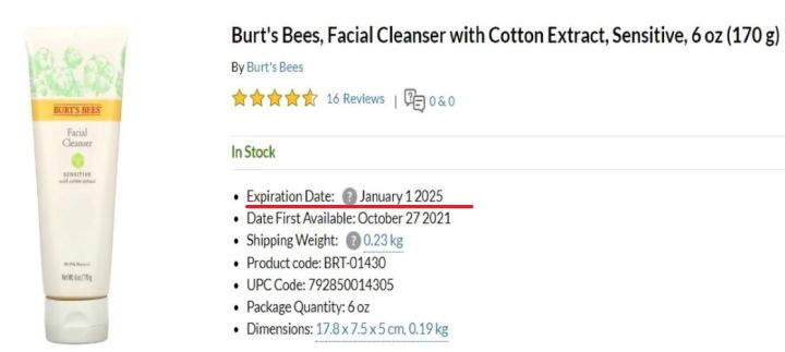 burts-bees-facial-cleanser-with-cotton-extract-sensitive-skin-เบิร์ตส์-บีส์-ผลิตภัณฑ์ทำความสะอาดผิวหน้า-เครื่องสำอาง-ผิวแพ้ง่าย-170g-exp-jan2025