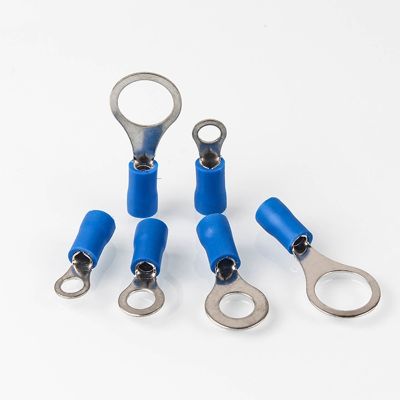 100Pcs/Set RV2 Insulated Blue Ring Terminals Wire Cable Electrical Crimp Connectors 16 14 AWG Kit M3/M4/M5/M6/M8