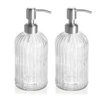 Glass Soap Dispenser Refillable Hand Soap Dispenser with Rust Proof Stainless Steel Pump for Kitchen &amp; Bathroom.