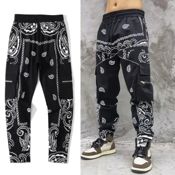 Fashion Men Trousers Bandanna Streetwear Hip Hop Printed Cargo Pants  Sweatpants