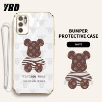 เคสโทรศัพท์ YBD สำหรับ Xiaomi POCO M3 Pro 4G 5G Redmi Note 10 5G Note 10T 5G Xiaomi POCO X3 GT 5G Gradient เคสโทรศัพท์นิ่มโปร่งใสหมีรุนแรงลายการ์ตูนพร้อมด้วยเลนส์คลุมทั้งหมดป้องกันกล้อง