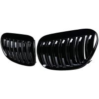 Glossy Black Double Line ด้านหน้า Hood Kidney Grille Grill สำหรับ2004-2010 E63 E64 6-Series M6 Coupe Convertible