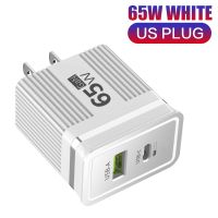 PD 65W ที่ชาร์จเร็วเครื่องชาร์จ USB GaN QC 3.0 Type C ชาร์จเร็วอะแดปเตอร์ไฟฟ้าติดผนังสำหรับ iPhone 14 Samsung Huawei แท่นชาร์จผนังที่ชาร์จแบตเตอรี่โทรศัพท์