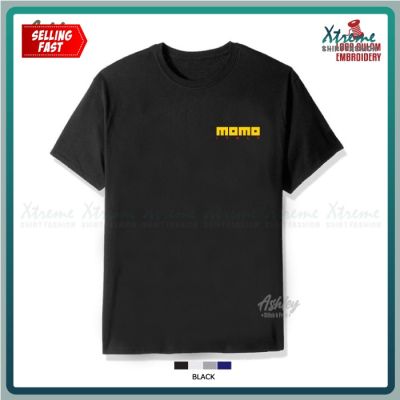 T Shirt Round Neck Sulam Momo Design Italy Racing Steering Wheel Sport Performance Casual 100% Cotton Embroidery Jahit