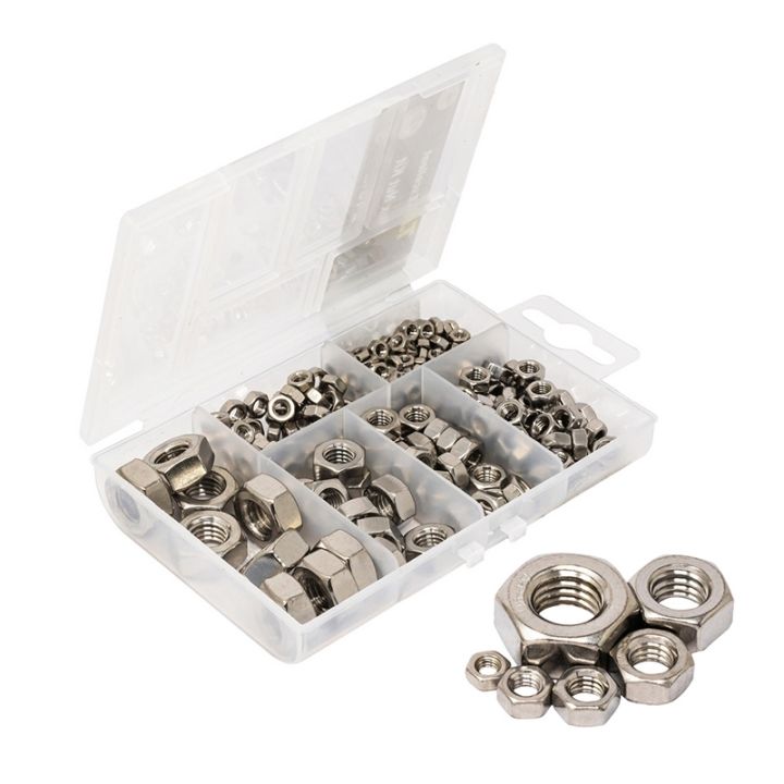 t-k-excellent-304-stainless-steel-hex-hexagon-nuts-m3-m4-m5-m6-m8-m10-kits-240-pcs-hex-hexagon-self-locking-nut-kit